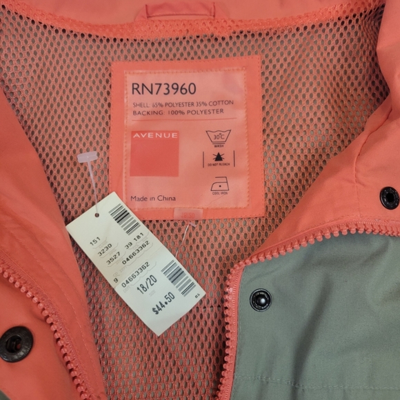 Avenue lightweight water resistant jacket olive and orange 18/20 - Picture 2 of 3